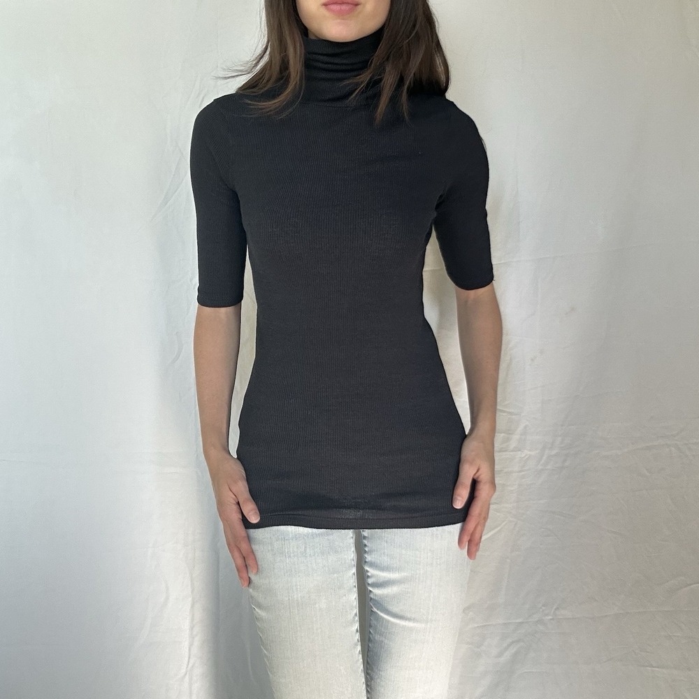 2000s Michael Stars 3/4 Sleeve Ribbed Top Y2K Grunge 90s Chic